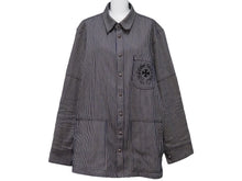 画像をギャラリービューアに読み込む, CHROME HEARTS クロムハーツ ジャケット ワークジャケット ヒッコリーストライプ ネイビー ホワイト コットン XL 美品 中古 54258