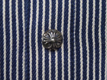 画像をギャラリービューアに読み込む, CHROME HEARTS クロムハーツ ジャケット ワークジャケット ヒッコリーストライプ ネイビー ホワイト コットン XL 美品 中古 54258