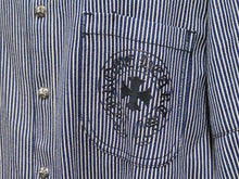 画像をギャラリービューアに読み込む, CHROME HEARTS クロムハーツ ジャケット ワークジャケット ヒッコリーストライプ ネイビー ホワイト コットン XL 美品 中古 54258