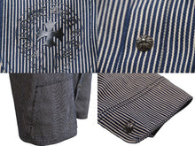 画像をギャラリービューアに読み込む, CHROME HEARTS クロムハーツ ジャケット ワークジャケット ヒッコリーストライプ ネイビー ホワイト コットン XL 美品 中古 54258