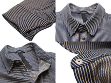 画像をギャラリービューアに読み込む, CHROME HEARTS クロムハーツ ジャケット ワークジャケット ヒッコリーストライプ ネイビー ホワイト コットン XL 美品 中古 54258