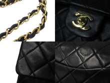画像をギャラリービューアに読み込む, CHANEL シャネル マトラッセ25 ショルダーバッグ ダブルフラップ 2番台 ラムスキン ブラック ゴールド金具 美品 中古 54277