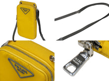 Load image into Gallery viewer, PRADA プラダ ミニショルダーバッグ トライアングルロゴ ナイロン イエロー グレー 美品 中古 54313
