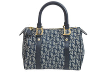 Load image into Gallery viewer, Christian Dior クリスチャンディオール ミニボストンバッグ トロッター 02-B0-0995 キャンバス ネイビー ゴールド 美品 中古 54317