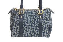 Load image into Gallery viewer, Christian Dior クリスチャンディオール ミニボストンバッグ トロッター 02-B0-0995 キャンバス ネイビー ゴールド 美品 中古 54317