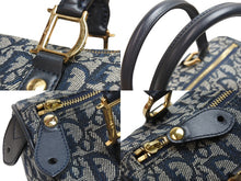 Load image into Gallery viewer, Christian Dior クリスチャンディオール ミニボストンバッグ トロッター 02-B0-0995 キャンバス ネイビー ゴールド 美品 中古 54317