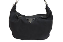 Load image into Gallery viewer, PRADA プラダ ハンドバッグ ワンショルダー 三角プレート ブラック ナイロン BR3332 シルバー金具 良品 中古 54324