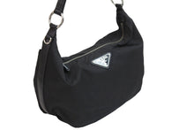 Load image into Gallery viewer, PRADA プラダ ハンドバッグ ワンショルダー 三角プレート ブラック ナイロン BR3332 シルバー金具 良品 中古 54324