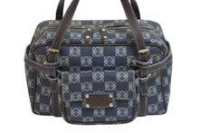 画像をギャラリービューアに読み込む, LOEWE ロエベ ハンドバッグ アナグラム柄 ポーチ付き 290410 レザー PVC ネイビー ブラウン ゴールド金具 良品 中古 54327