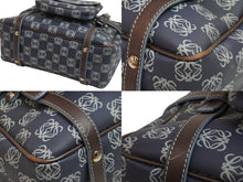 画像をギャラリービューアに読み込む, LOEWE ロエベ ハンドバッグ アナグラム柄 ポーチ付き 290410 レザー PVC ネイビー ブラウン ゴールド金具 良品 中古 54327