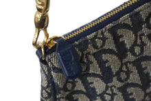 画像をギャラリービューアに読み込む, Christian Dior クリスチャンディオール トロッターハンドバッグ ポーチ MC1021 ネイビー ベージュ ゴールド金具 良品 中古 54336