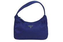 Load image into Gallery viewer, 極美品 PRADA プラダ ハンドバッグ ワンショルダー MV515 ホーボー ミニバッグ 三角ロゴ ブルー ナイロン 中古 54349