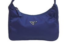 Load image into Gallery viewer, 極美品 PRADA プラダ ハンドバッグ ワンショルダー MV515 ホーボー ミニバッグ 三角ロゴ ブルー ナイロン 中古 54349