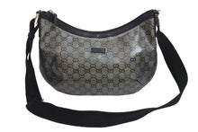 画像をギャラリービューアに読み込む, GUCCI グッチ GGクリスタル ショルダーバッグ PVC レザー シルバー グレー ブラック 181092 1669 良品 中古 54352