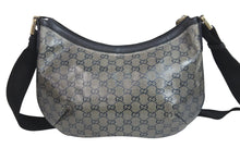 画像をギャラリービューアに読み込む, GUCCI グッチ GGクリスタル ショルダーバッグ PVC レザー シルバー グレー ブラック 181092 1669 良品 中古 54352