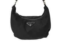 Load image into Gallery viewer, PRADA プラダ ハンドバッグ ワンショルダー 三角プレート ブラック ナイロン BR3332 シルバー金具 美品 中古 54358