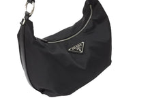 Load image into Gallery viewer, PRADA プラダ ハンドバッグ ワンショルダー 三角プレート ブラック ナイロン BR3332 シルバー金具 美品 中古 54358