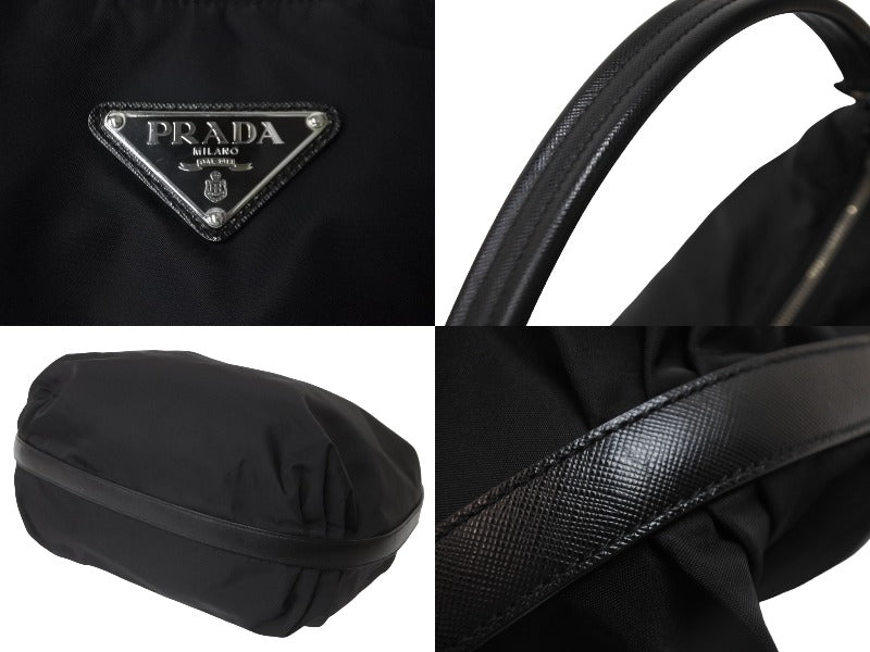 PRADA プラダ ハンドバッグ ワンショルダー 三角プレート ブラック 