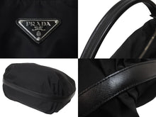 Load image into Gallery viewer, PRADA プラダ ハンドバッグ ワンショルダー 三角プレート ブラック ナイロン BR3332 シルバー金具 美品 中古 54358