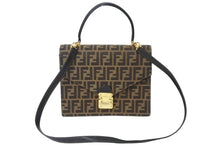 Load image into Gallery viewer, FENDI フェンディ ハンドバッグ ショルダーバッグ ズッカ柄 FF ロゴ レザー 091493308 2way ゴールド金具 美品 中古 54361