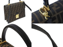 Load image into Gallery viewer, FENDI フェンディ ハンドバッグ ショルダーバッグ ズッカ柄 FF ロゴ レザー 091493308 2way ゴールド金具 美品 中古 54361