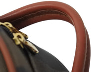 画像をギャラリービューアに読み込む, FENDI フェンディ ぺカン 丸型 ハンドバッグ ロゴ ブラウン ブラック レザー コーティングキャンバス 鞄 良品 中古 54364