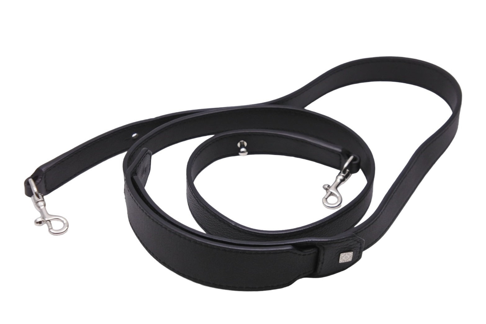 【極美品】LOEWE インターレースバッグストラップ　レザー　ブラック 極美品】LOEWE インターレースバッグストラップ レザー ブラック