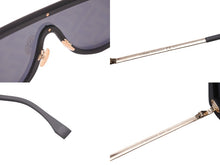 画像をギャラリービューアに読み込む, 極美品 FENDI フェンディ 一枚レンズサングラス ファビュラス ズッカ柄 145- M0039/G/S ブラック ゴールド金具 中古 54382