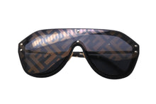 画像をギャラリービューアに読み込む, 極美品 FENDI フェンディ 一枚レンズサングラス ファビュラス ズッカ柄 145- M0039/G/S ブラック ゴールド金具 中古 54382