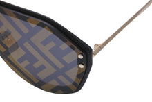 画像をギャラリービューアに読み込む, 極美品 FENDI フェンディ 一枚レンズサングラス ファビュラス ズッカ柄 145- M0039/G/S ブラック ゴールド金具 中古 54382