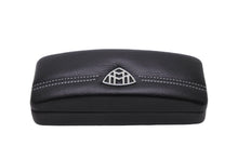 画像をギャラリービューアに読み込む, 極美品 MAYBACH マイバッハ サングラスケース ロゴ レザー ブラック シルバー 中古 54392