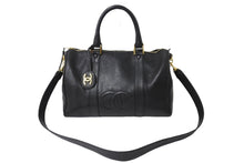 画像をギャラリービューアに読み込む, CHANEL シャネル ミニボストンバッグ ショルダーバッグ 2WAY ココマーク キャビアスキン ブラック ゴールド金具 美品 中古 54397