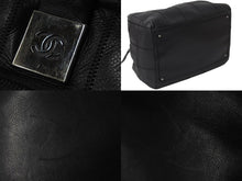 画像をギャラリービューアに読み込む, CHANEL シャネル チョコバー ハンドバッグ ミニボストンバッグ 8番台 A24184 ラムスキン ブラック シルバー 美品 中古 54400