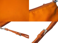 Load image into Gallery viewer, PRADA プラダ ポーチ 1NH545 ストラップ付き TESSUTO アランチョ ナイロン プレートロゴ オレンジ シルバー金具 美品 中古 54425