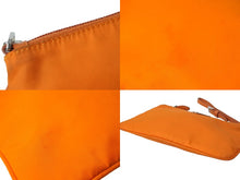 Load image into Gallery viewer, PRADA プラダ ポーチ 1NH545 ストラップ付き TESSUTO アランチョ ナイロン プレートロゴ オレンジ シルバー金具 美品 中古 54425
