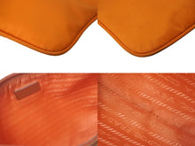 Load image into Gallery viewer, PRADA プラダ ポーチ 1NH545 ストラップ付き TESSUTO アランチョ ナイロン プレートロゴ オレンジ シルバー金具 美品 中古 54425