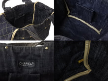 画像をギャラリービューアに読み込む, CHANEL シャネル ハンドバッグ スパークリングデニム ココマーク A31985 10番台 インディゴ ゴールド金具 美品 中古 54429
