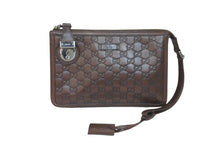 画像をギャラリービューアに読み込む, GUCCI グッチ クラッチバッグ セカンドバッグ GG柄 シマ ブラウン レザー 152600 シルバー金具 中古 54438