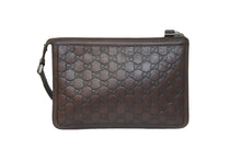 画像をギャラリービューアに読み込む, GUCCI グッチ クラッチバッグ セカンドバッグ GG柄 シマ ブラウン レザー 152600 シルバー金具 中古 54438