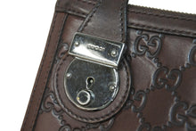 画像をギャラリービューアに読み込む, GUCCI グッチ クラッチバッグ セカンドバッグ GG柄 シマ ブラウン レザー 152600 シルバー金具 中古 54438