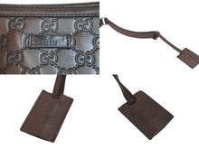 画像をギャラリービューアに読み込む, GUCCI グッチ クラッチバッグ セカンドバッグ GG柄 シマ ブラウン レザー 152600 シルバー金具 中古 54438