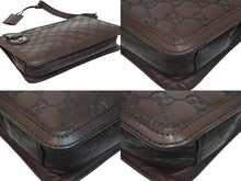 画像をギャラリービューアに読み込む, GUCCI グッチ クラッチバッグ セカンドバッグ GG柄 シマ ブラウン レザー 152600 シルバー金具 中古 54438