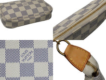 画像をギャラリービューアに読み込む, LOUIS VUITTON ルイヴィトン ポーチ N58010 ミニポシェットアクセソワール ダミエアズール ホワイト ゴールド金具 美品 中古 54456