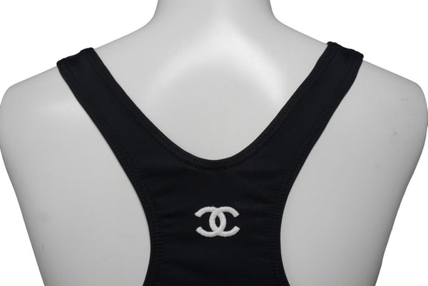 CHANEL Chanel Swimwear Swimsuit Coco Mark Navy Nylon Spandex Size 42 Good Condition Used 54475