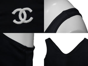 CHANEL Chanel Swimwear Swimsuit Coco Mark Navy Nylon Spandex Size 42 Good Condition Used 54475
