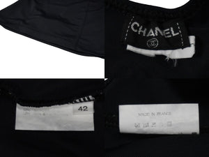 CHANEL Chanel Swimwear Swimsuit Coco Mark Navy Nylon Spandex Size 42 Good Condition Used 54475