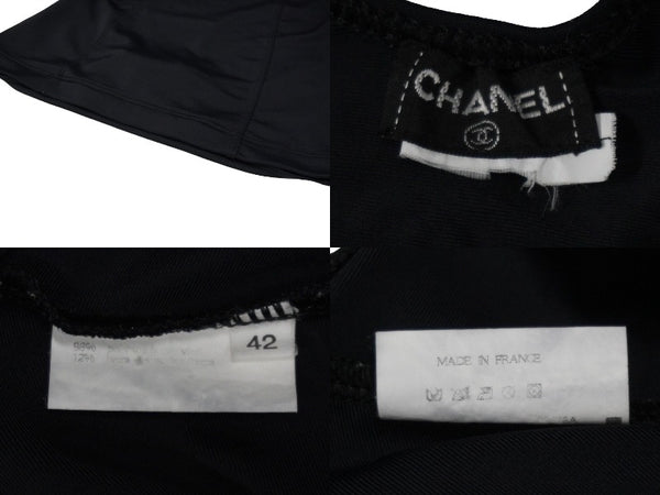 CHANEL Chanel Swimwear Swimsuit Coco Mark Navy Nylon Spandex Size 42 Good Condition Used 54475