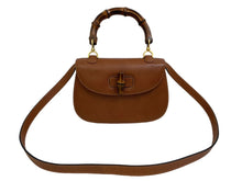 画像をギャラリービューアに読み込む, GUCCI グッチ バンブー 2WAYバッグ ハンドバッグ ショルダーバッグ 000 01 0633 レザー ブラウン ゴールド金具 美品 中古 54476