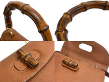 画像をギャラリービューアに読み込む, GUCCI グッチ バンブー 2WAYバッグ ハンドバッグ ショルダーバッグ 000 01 0633 レザー ブラウン ゴールド金具 美品 中古 54476