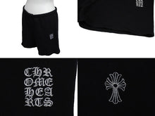 画像をギャラリービューアに読み込む, ChromeHearts クロムハーツ ショーツ パンツ CHクロス ロゴ 刺繍 USA製 コットン ブラック ホワイト サイズS 美品 中古 54494